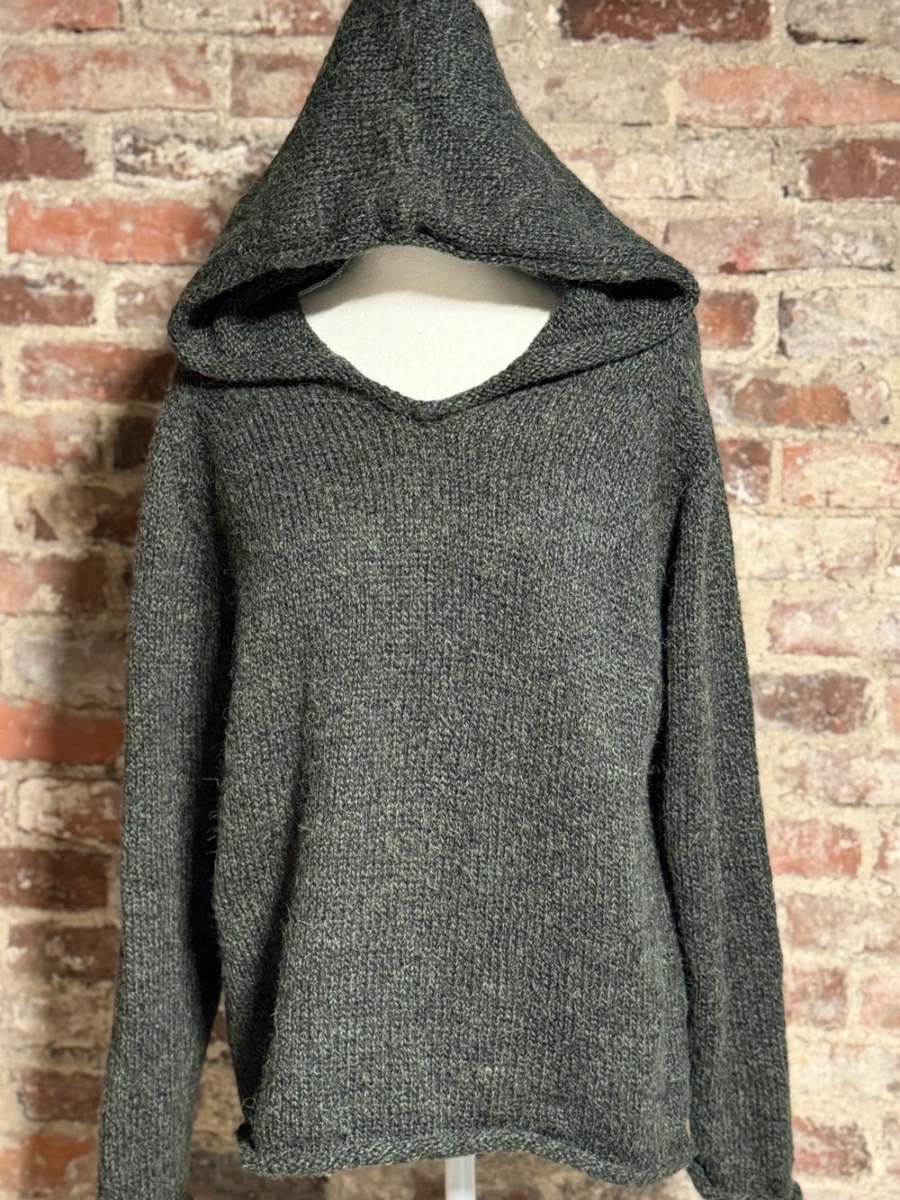 Mexicali Blues Alpaca Wool Blend Pullover Hoodie Small Gray/Green Knit